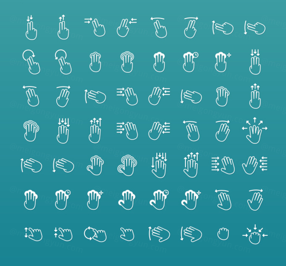 手势触摸手势图标设计素材100+ Touch Gestures Icons | ABC素材资源网